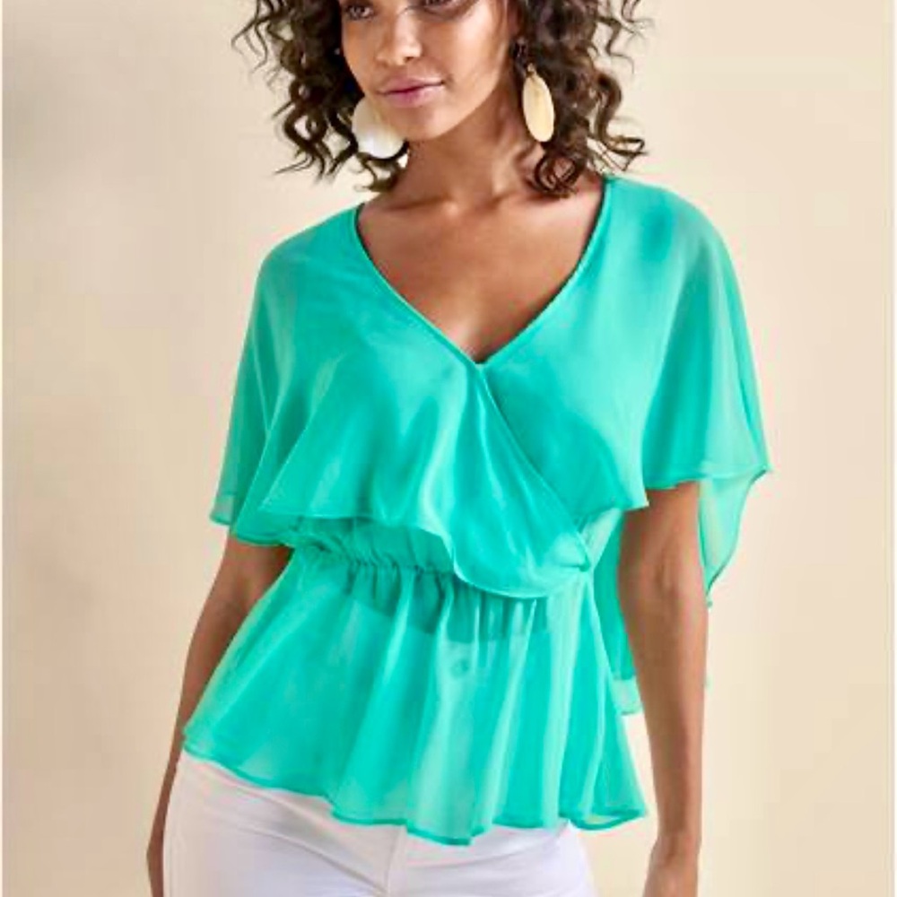 (NWT) VENUS AQUA SURPLUS CHIFFON TOP
